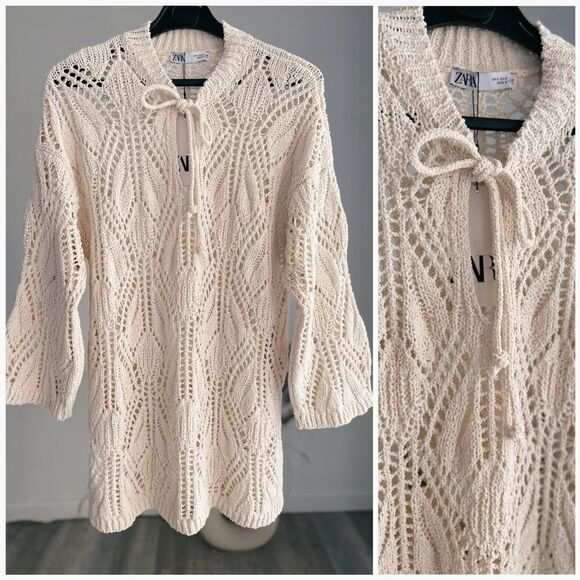 Zara Pointelle Knit Tunic New - Picture 5 of 5